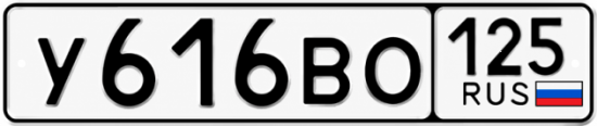 Купить гос номер У616ВО 125